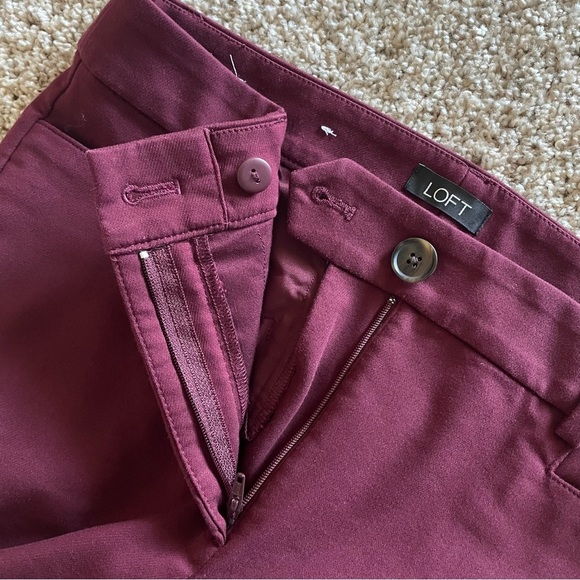 LOFT Skinny Work Slacks Pants Women’s 4 (30x27) Burgundy Office Stretch Pockets - Picture 11 of 15